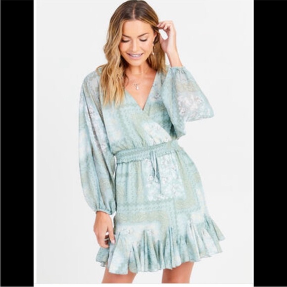 Altar’d State Long Sleeve Bandanna Print Wrap Front Dress - Picture 2 of 14